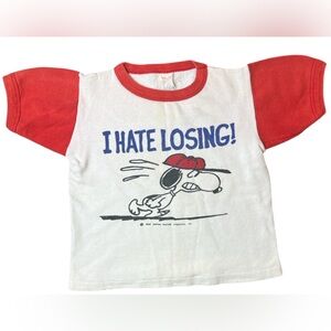 Vintage 60s Norwich Single Stitch Snoppy I HATE LOSING Short Sleeve Sweat Shirt